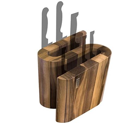 Arte Legno 84WL Magnetic Block and Elegant Kitchen Display-Curved “S” Design-Stain Resistant Walnut Handcrafted in Italy-10 Knife Capaci, Wood