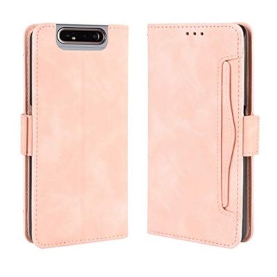 Carcasa de telefono for Galaxy A80 / A90 Funda Estilo Billetera de Piel con diseño de Piel de Becerro, con Ranura for Tarjeta separada (Negro) (Color : Pink)
