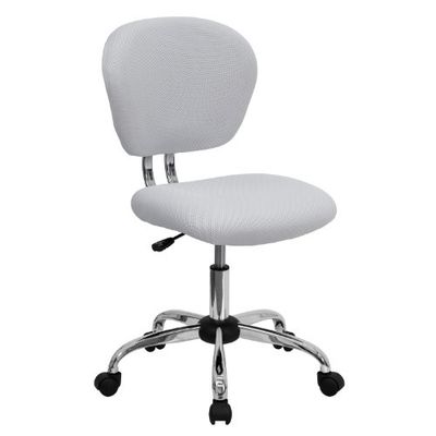Flash Furniture H-2376-F-WHT-GG Bureaustoel met Mid-rugleuning van wit net en chromen voet
