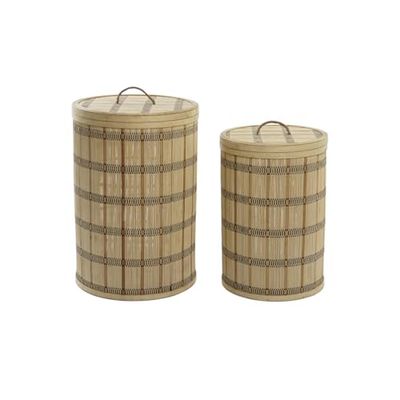 CESTA SET 2 BAMBU 40X40X63 CON TAPA NATURAL MARRON