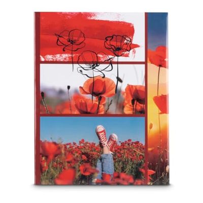 Hama Album photo pour photos (10 x 15 cm, 100 pages, 19 x 25 cm, coquelicots) Rouge