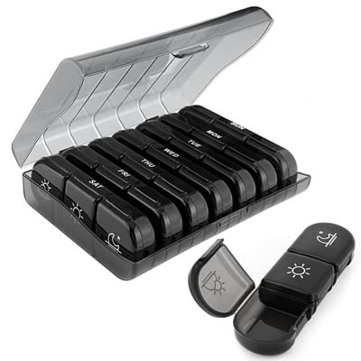 Romon Porta pillole Settimanale a 7 Scomparti per 7 Giorni, Contenitore Pastiglie, Porta Medicine, Pill Organizer