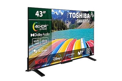 TOSHIBA 43UV2363DG Smart TV 4K UHD de 43", sin Marcos, con HDR10, Dolby Audio, Compatible con Asistente de Voz Alexa y Google, Bluetooth