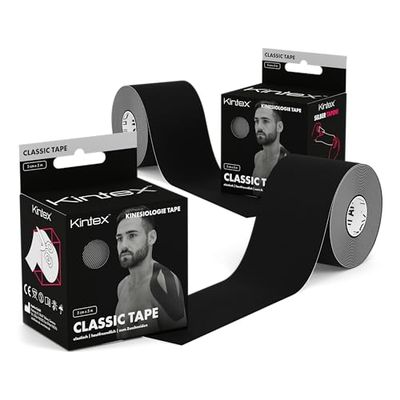 Kintex - Cinta Kinesiologica | Set de 2 Cinta Kinesiotape Resistente al Agua y a la Piel, 5cmx5m, Cinta para Deporte, Cintas Elásticas Fisioterapia | Venda Elástica Adhesiva (Negro)