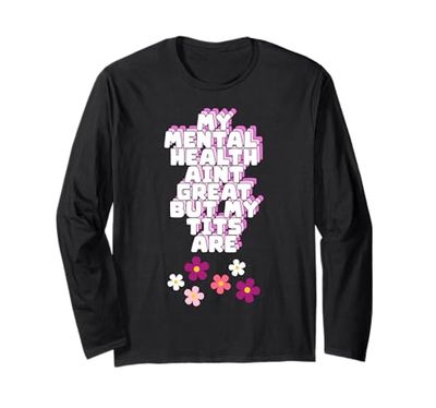 Ridere attraverso le lotte Divertente Umorismo per la salute mentale Maglia a Manica