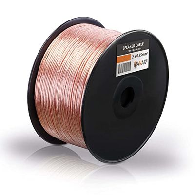 MANAX® Cabo duplo de 100 m (2 x 0,75 mm², transparente, 2 núcleos, 100 m, 0,75 mm², 1 bobina, transparente)