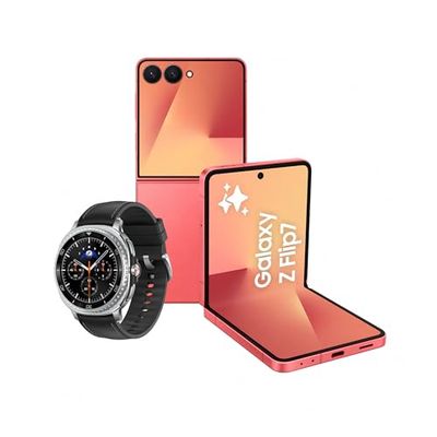 Samsung Galaxy Z Flip7 512GB, Rojo Coral + Samsung Galaxy Watch8 Classic 46mm, Negro (Versión Española)