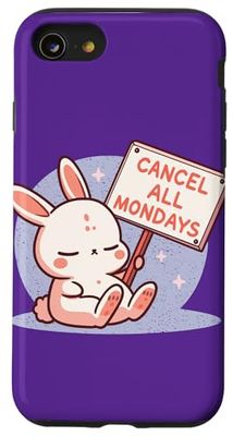 Cancel All Mondays Cute Tired Bunny Funny Protest Case for iPhone SE (2020) / 7 / 8