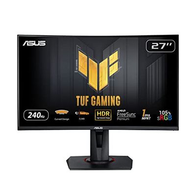 ASUS TUF Gaming VG27VQM, Monitor Gaming Curvo Da 27”, Full HD (1920x1080), 240Hz, Tempo di Risposta 1ms, Freesync Premium, Adaptive Sync, HDR10, ELMB, VRR, Regolabile, Nero