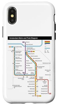 Amsterdam Netherlands Metro Suburban Railway - Mappa del percorso Custodia per iPhone X/XS