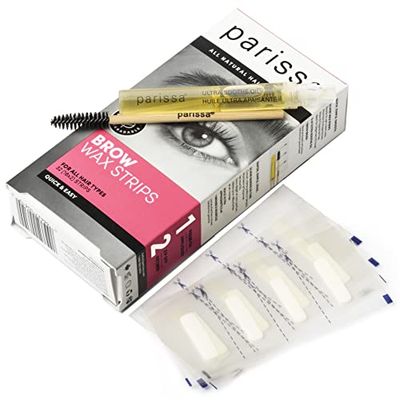 Parissa Eyebrow 32 Biodegradable Wax Strips Kit for At-Home Hair Removal with Ready-to-Use Mini Wax Strips for All Hair Types