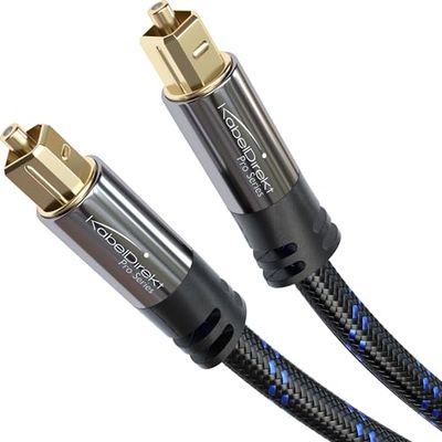 KabelDirekt – Optische audiokabel met 0% signaalverlies – 2m – TOSLINK kabel (optical audio cable, S/PDIF, glasvezelkabel voor home cinema/soundbar/PS4/Xbox, nylon gevlochten)