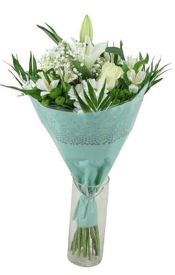 DECOALIVE| Ramo Blanco Natural de Flores Blancas y Resistentes