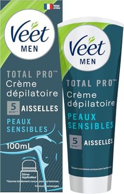 VEET MEN -Crèmes Dépilatoires avec Dôme Applicateur - Peaux Sensibles (6 Crèmes Dépilatoires Aisselles)