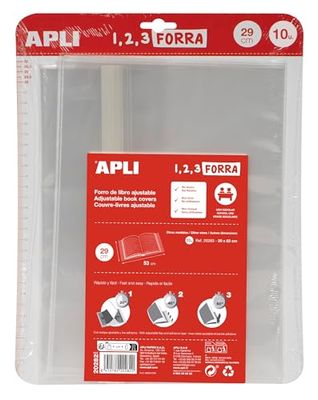 APLI 20282 Boekinleg met verstelbare klep van polypropyleen, 29 x 53 cm, 75 µ, 10 stuks