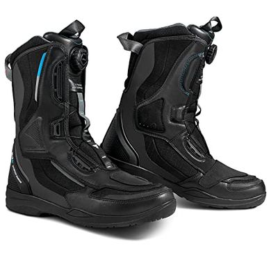 SHIMA STRATO LADY WP, Waterproof Motorcycle Boots for Women | Vented, Reinforced Lightweight Long Biker Riding Boots with ATOP Fast-Closure System, Ankle Protection, Non-slip Sole (Black, 5)