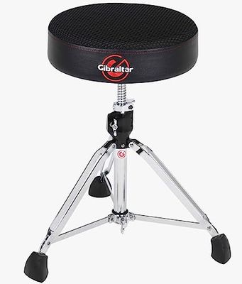 Gibraltar Taburete de Tambor Serie 9800 Air Tech, 9808ARW (Diámetro: 35cm, Tejido de Malla Seca, Super Lock, Eje de Ajuste de Altura, Pies de Goma 'Super Foot')