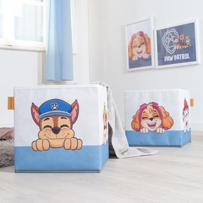 roba Scatola Portaoggetti Paw Patrol per Bambini - Scatola Pieghevole per Scaffali - 27 x 27 cm - Contenitore con Chase, Marshall, Skye & Rubble - Facile da Pulire
