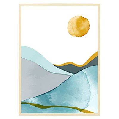 Arterby's® - Premium Poster Quadro Cornice Tela Canvas Dipinto Mood - Illustrazione Paesaggio Astratto Watercolor Dipinto - Made in Italy - HD Poster con Cornice Colore Legno 30x40 cm A0014 D0024