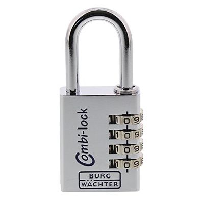 Burg Wächter 90 40 Chromo SB 40MM ALUM COMBI PADLOCK 9040SBCHR, Silver, 40 mm