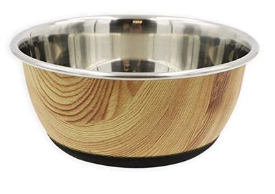 Tyrol Kom, roestvrij staal, antislip, voor katten, honden, huisdieren, houtlook, 16 cm, 96 stuks