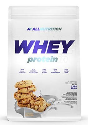 ALLNUTRITION Whey Protein Powder - Food Supplement for Muscle Mass Gain and Post Workout Recovery - Gluten Free Low Fat Quick Absorption - 908g Cookie Cream