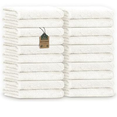 NatureMark Serviettes d'invité – Lot de 20 (30x50 cm), 100% Coton, certifiées Oeko-TEX, Douces, absorbantes et faciles d'entretien – pour Salle de Bain, invités & Spa – Crème/Naturelle