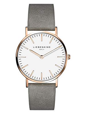 Liebeskind Berlim - Relógio de pulso analógico de quartzo para mulher, Cinzento-ouro rosa, Moderno