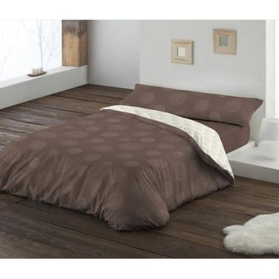 Hosteline Juego de Funda nórdica Lienzo Marrón Cama de 135 2 Piezas