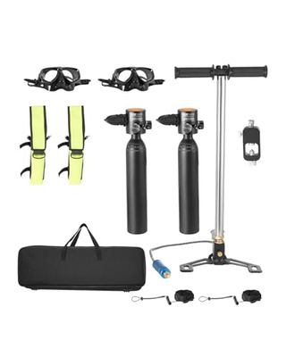 VEVOR Duiktank, 0,5 l, draagbare duiktank, duikzuurstofcilinder met pomp, ondersteunt 5-10 minuten onderwaterademhaling, 30 m duikdiepte, navulbare snorkelluchttank voor onderwaterverkenning