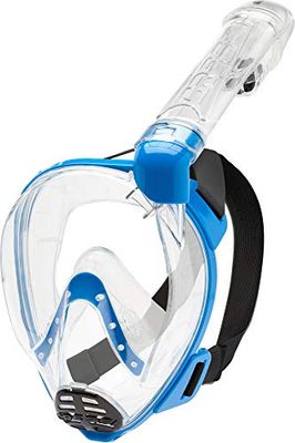 Cressi Baron Full Face Mask Máscara Integral Snorkel de Visión Grande con Tubo Respirador, Unisex-Adult, Claro/Azul, M/L