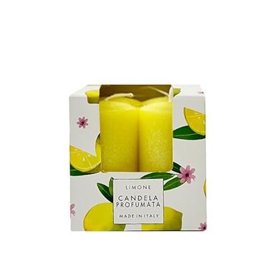 Promokit med 12 förpackningar med 4 citrondoftljus (48 ljus) - i veganskt vax - ficksäsong - vår/sommar - tillverkad i Italien - Cereria Di Giorgio