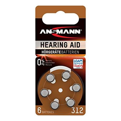 ANSMANN Piles auditives 312 1,4V (lot de 1) – Piles bouton type 312 P312 ZL3 PR41 pour aides auditives – Piles plates pour appareils auditifs, amplificateurs sonores, prothèses auditives – Marron