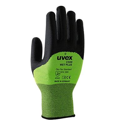 uvex Guanti glove C500 wet plus Unisex 9,Verde/Nero