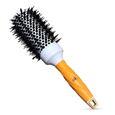 Global Keratin GK HAIR Professional Thermal Extra Orange Round Brush 43mm for Blow Drying - Ceramic Ion Brush for Heat Styling and Adds Volume - Use Boar Brush for Straightening Curling and Shine