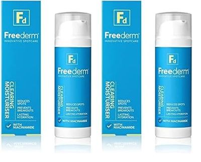 FREEDERM Clearing Oil-Free Face Moisturiser for Spot Prone Skin. Prevents Breakouts. With Niacinamide, 50 ml (Pack of 2)