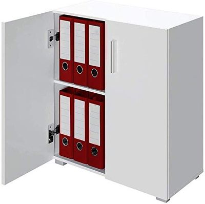 BAKAJI Madia skåp med dubbel dörr och 2 hyllor Interiör Skåp Skåp Multipurpose Kök Badrum Kontor Design Modern Trä MDF Storlek 777 x 31 x 60 cm (Vit)