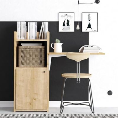Sapphire Oak Bureau d'étude, 114 x 100 x 40 cm, 100% mélamine, épaisseur 18 mm, élégant et Fonctionnel pour la Maison, Le Bureau et l'étude