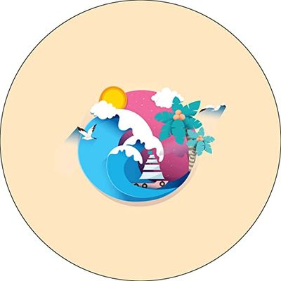 Bonateks, Round Digital Printed Mouse Pad, Non-Slip Base, for Office and Home, Diameter:22cm