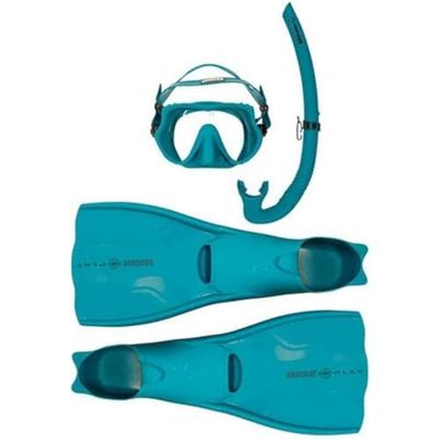Beuchat Atoll, Set Pinne, Maschera Y Boccaglio Unisex – Adulto, Ultra Blu, 40/41