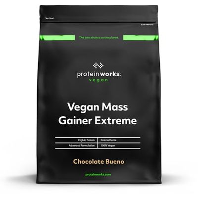 Protein Works - Vegan Mass Gainer Extreme, High Calorie, Up to 50g Protein, 100% Plant Based, 5 Shakes, Chocolate Bueno, 1kg