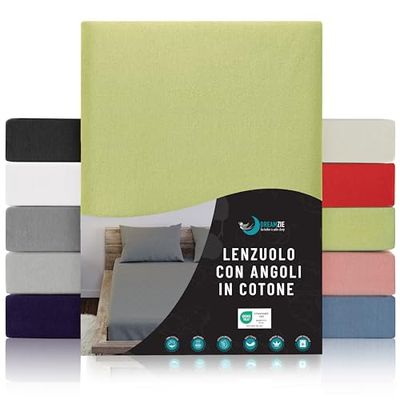 Dreamzie Lenzuolo Con Angoli Cotone - 160x200 - Oeko Tex certificato - Verde - Lenzuola Matrimoniali Cotone 160x200