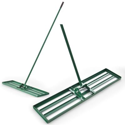 FANTASK Râteau de nivellement de pelouse 91 cm x 25 cm x 170 cm, Outil de pelouse avec poignée en PVC antidérapante, râteau de nivellement Vert pour différents Types d'herbe