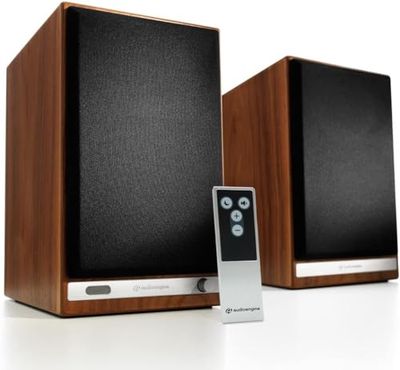 Audioengine HD6 Wireless Speakers with Bluetooth - 150W Powered Bookshelf Speakers with aptX-HD, 24-bit DAC (Placeage en Bois Vertiable)