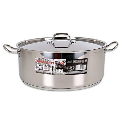 Hotel 62256 Casserole avec couvercle en acier indoxidable, multicolore, 34 cm x 0,8 mm x 12,5 l, plastique, argenté