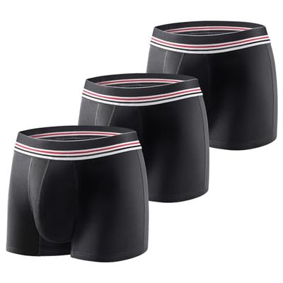 Carer 3 Pack Men's Incontinence Boxer Brief Washable Light & Thin Cotton Incontinence Pants with 80 ML Absorbent Pad Prevents Bladder Leaks Designed for Mild Incontinence Black 3XL