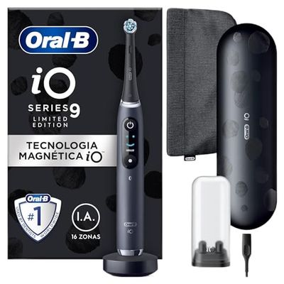 Oral-B iO Series 9 edición especial, cepillo de dientes eléctrico, conectado Bluetooth, 7 modos de cepillado, 1 funda de viaje, 1 bolsa, negro