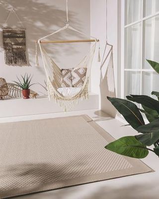 benuta Naoto Tapete para interior e exterior, branco, 80 x 150 cm, fácil de limpar, adequado para interiores e exteriores, varanda e terraço