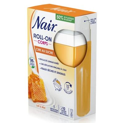 Nair - Roll-On Cera allo zucchero, latte e miele - Pelle secca e sensibile - 100 ml