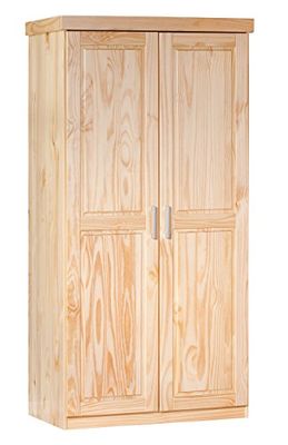Inter Link - Armário - Armário com portas de batente - Armário de quarto - 2 portas - Pinho maciço - Leão - lacado natural